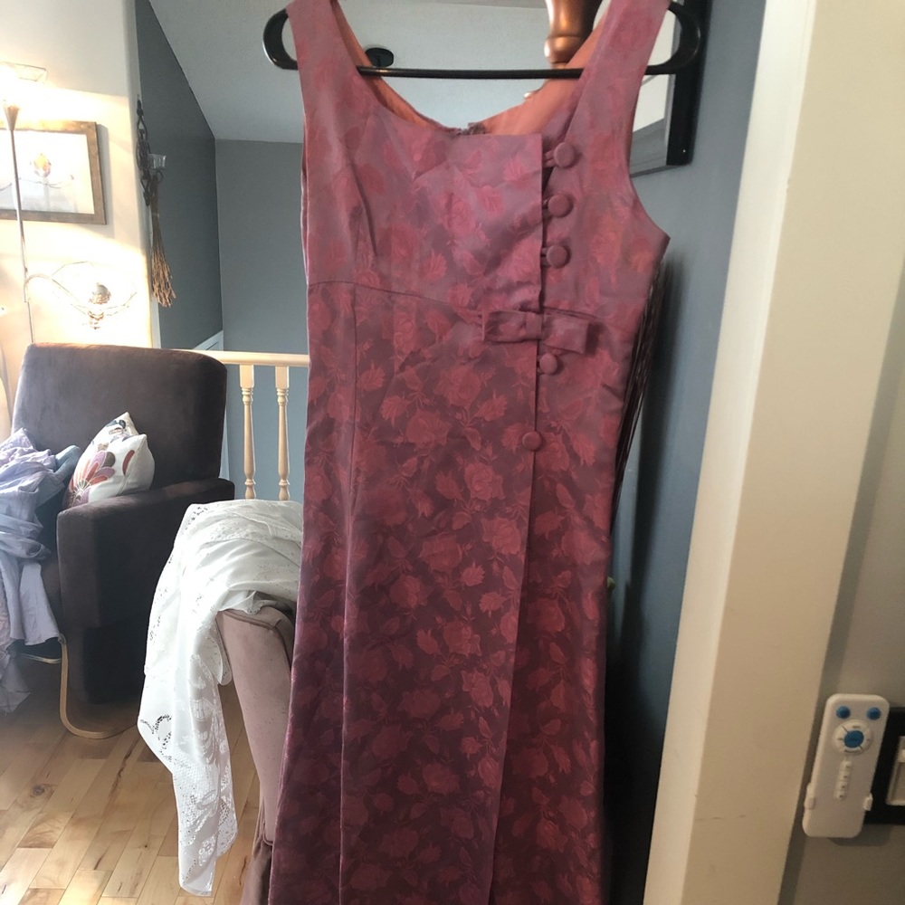 60s satin pink empire gown